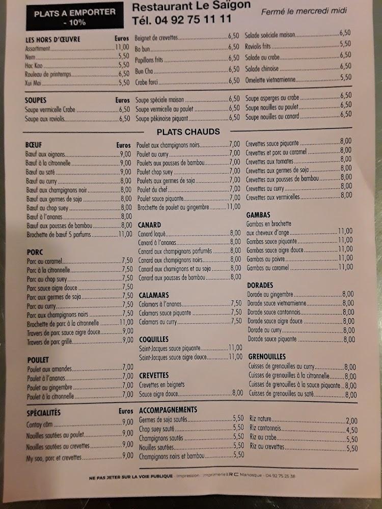 Le Saigon - Menu Image 1